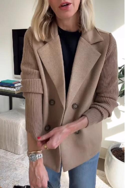 Elara – Chic Knit-Sleeve Blazer