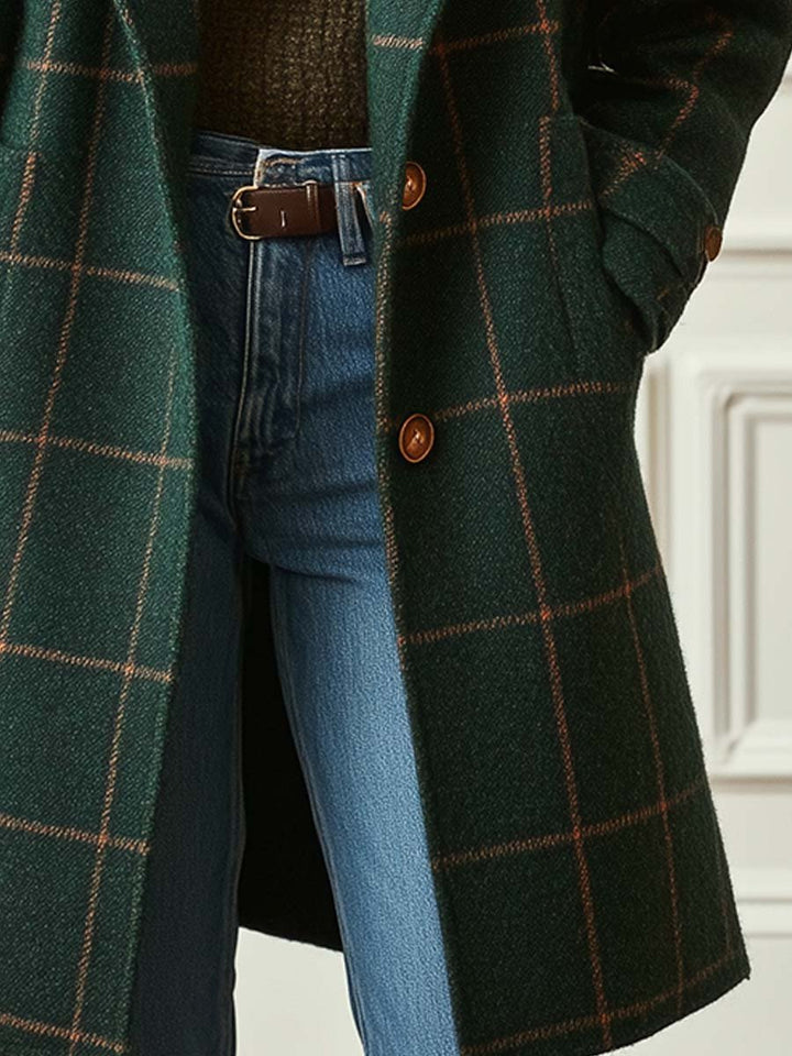 Waverly — Retro Plaid Tweed Coat